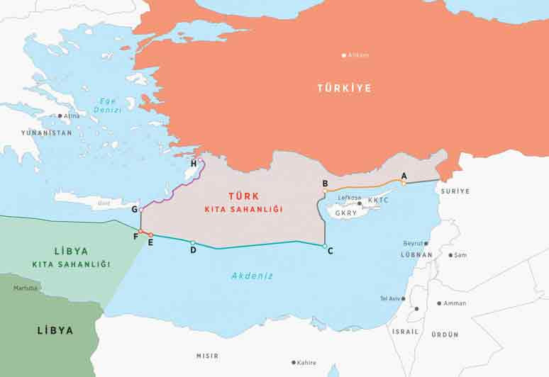 2019 Türkiye-Libya Mutabakatı Haritası